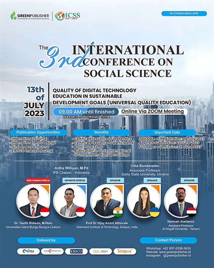 الدكتور حمزة العيدروس من جامعة الأحقاف متحدثا رسميا في المؤتمر الدولي الثالث للعلوم الإجتماعية بإندونيسيا