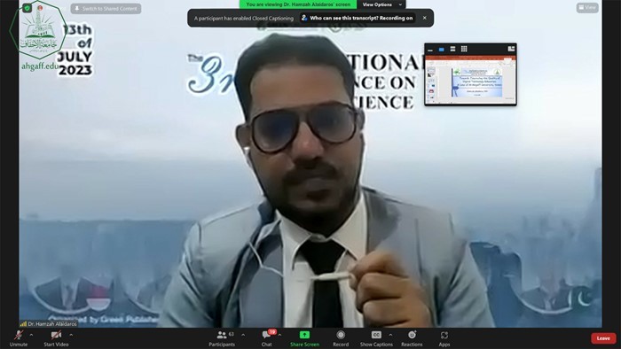 الدكتور حمزة العيدروس من جامعة الأحقاف متحدثا رسميا في المؤتمر الدولي الثالث للعلوم الإجتماعية بإندونيسيا